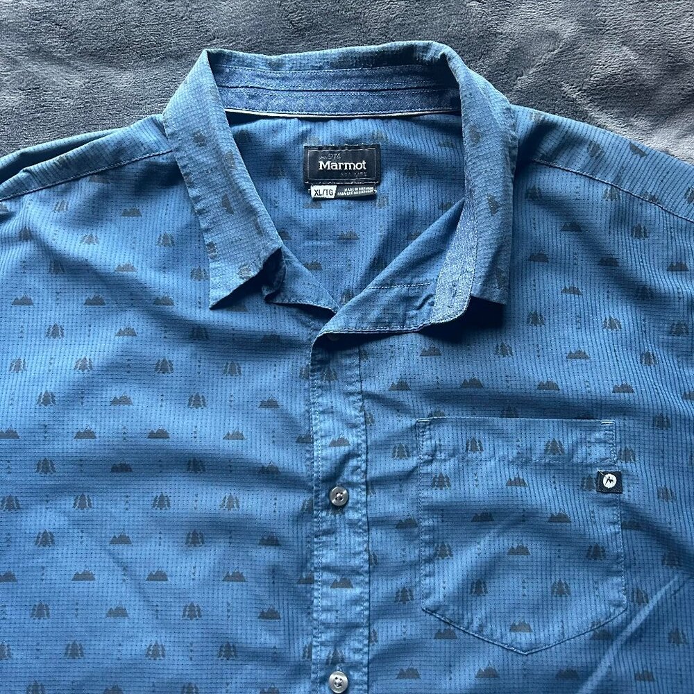 Marmot Short Sleeve Button Up Shirt XL SCC-4920 Blue